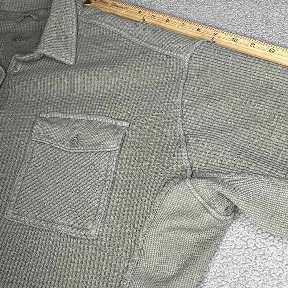 Aerie Lumberjane Shirt Womens M Sage Green Waffle Knit Button Front Shacket - Picture 10 of 12